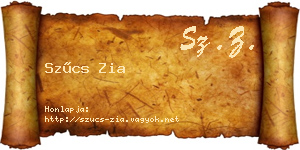 Szűcs Zia névjegykártya